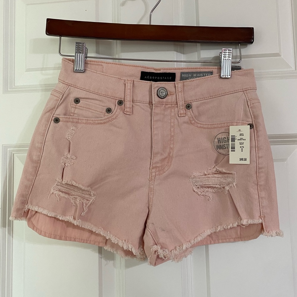 High-Waisted Color Wash Destroyed Denim Shorty Shorts